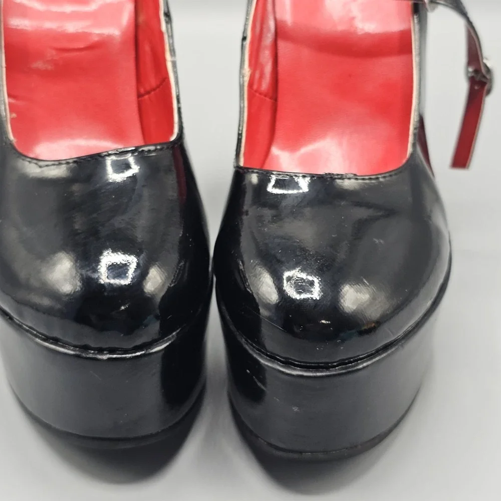 Mary Janes Black Platform Pump Chunky Heel Shoes Halloween Goth Grunge LRG 9/10